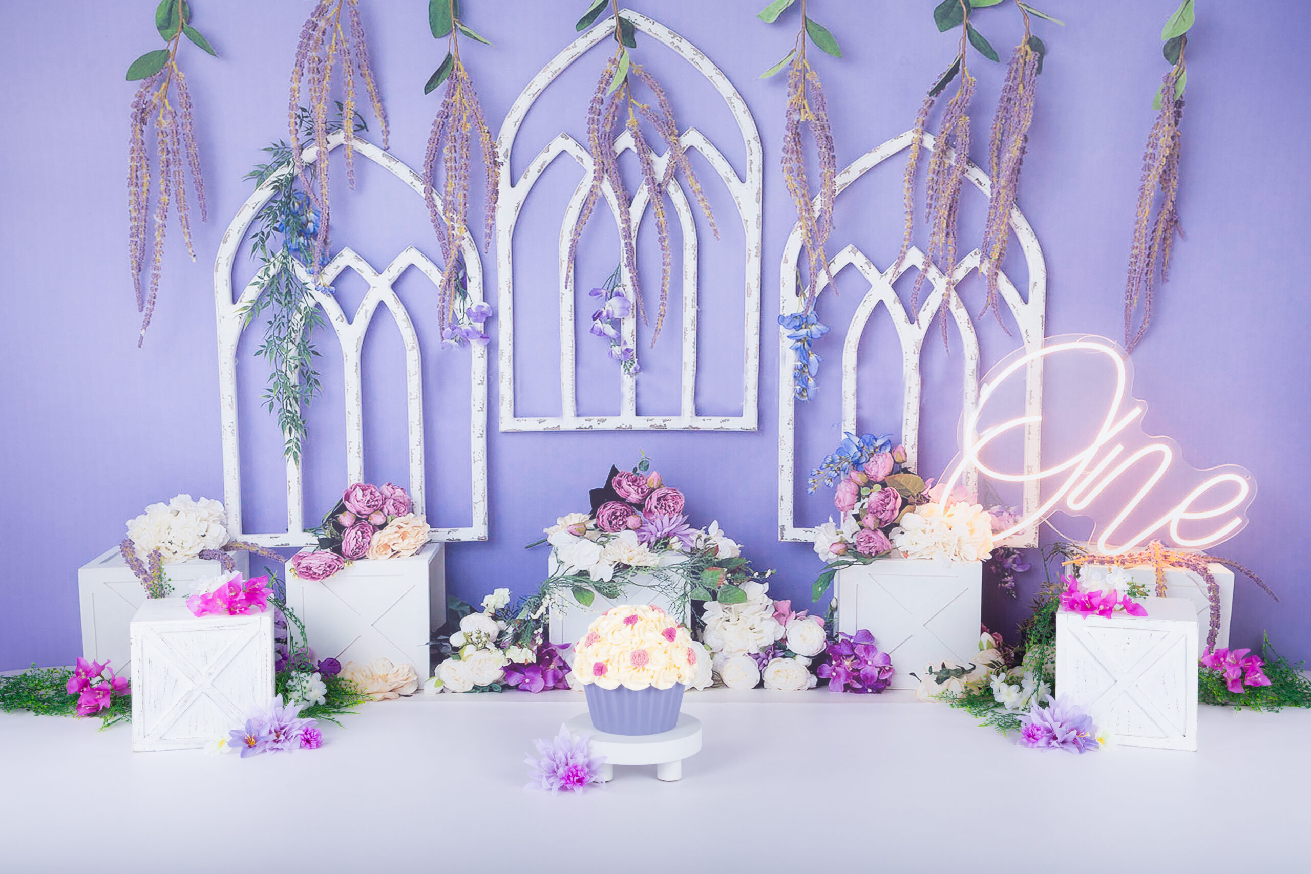 Lila bloemen cakesmash